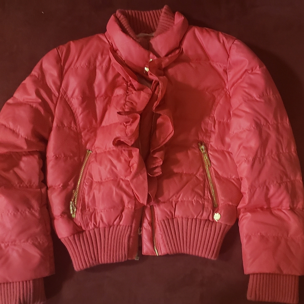 Juicy Couture Dark Coral Kids Ruffle Jacket